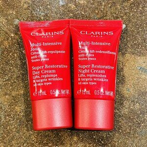 New Clarins Super Restorative Day Cream 15ml + Night Cream 15ml